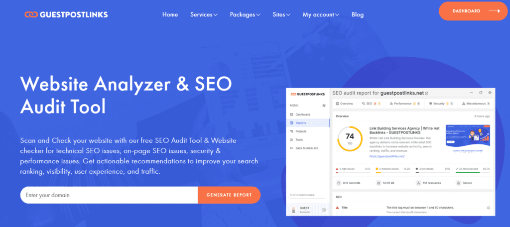 GUESTPOSTLINKS – Website SEO Audit Checker