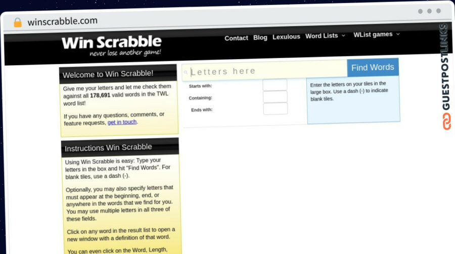 Publish Guest Post on winscrabble.com