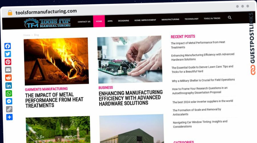 Publish Guest Post on toolsformanufacturing.com