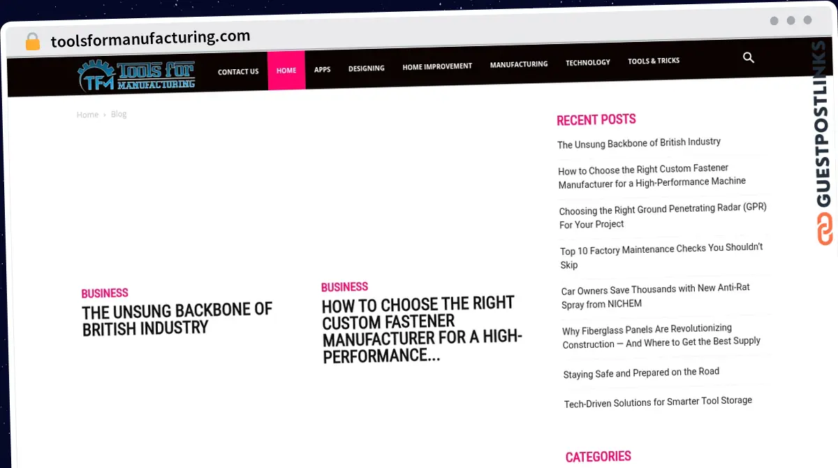 Publish Guest Post on toolsformanufacturing.com