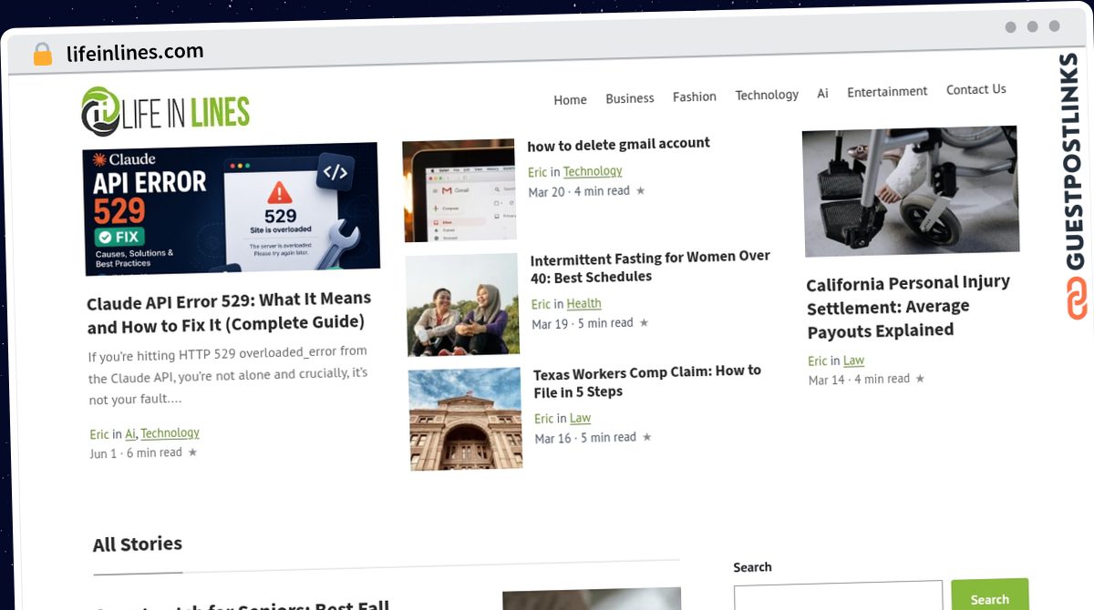 Publish Guest Post on lifeinlines.com