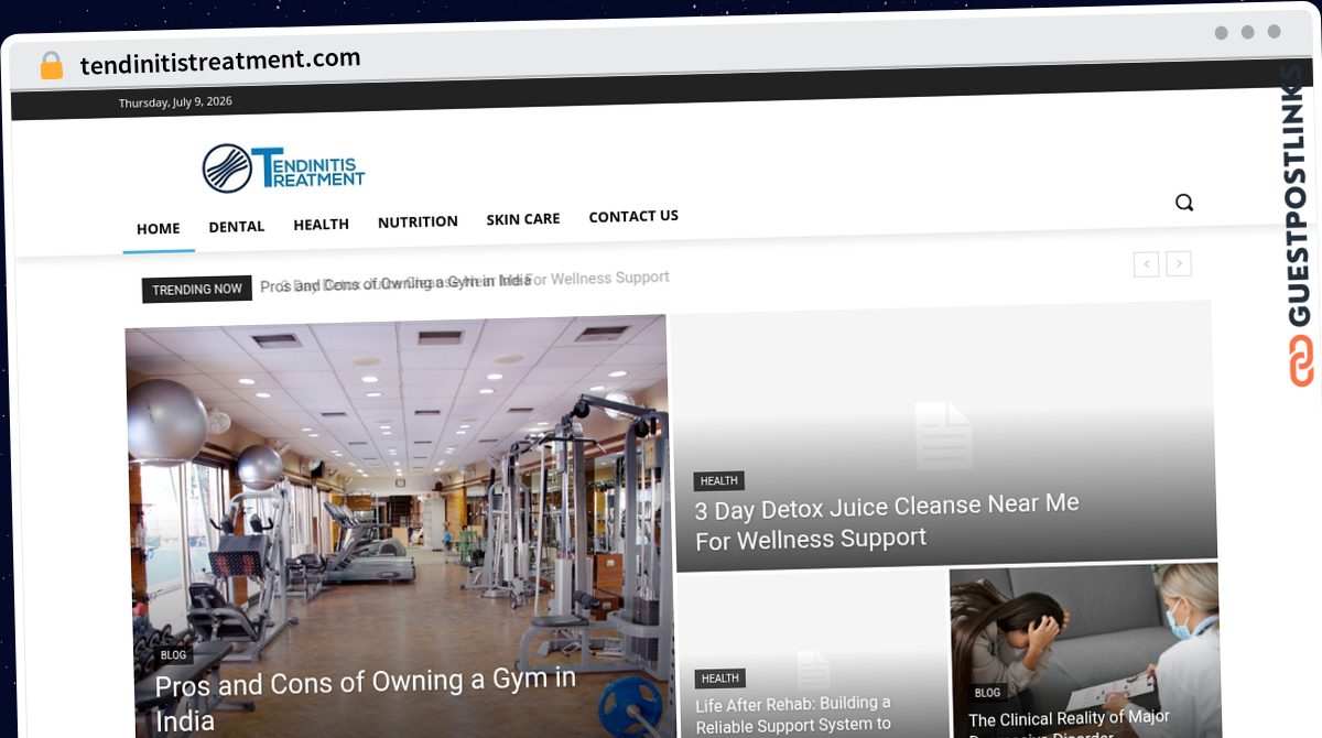 Publish Guest Post on tendinitistreatment.com