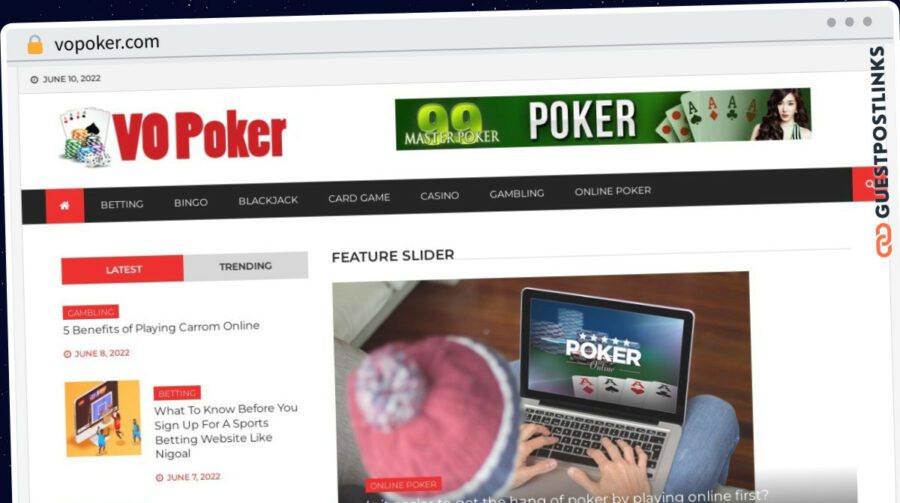 Publish Guest Post on vopoker.com