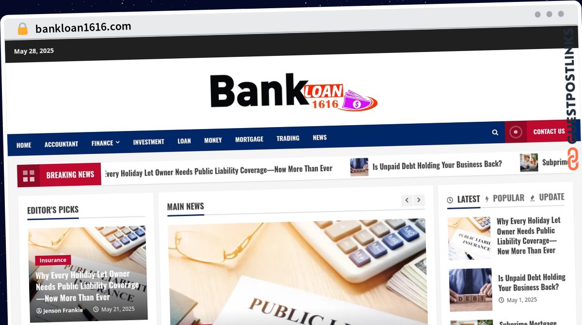 Publish Guest Post on bankloan1616.com
