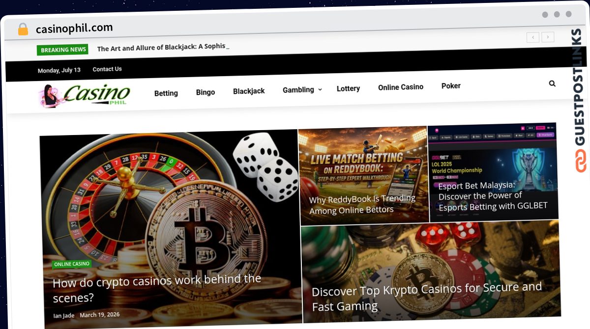 Publish Guest Post on casinophil.com