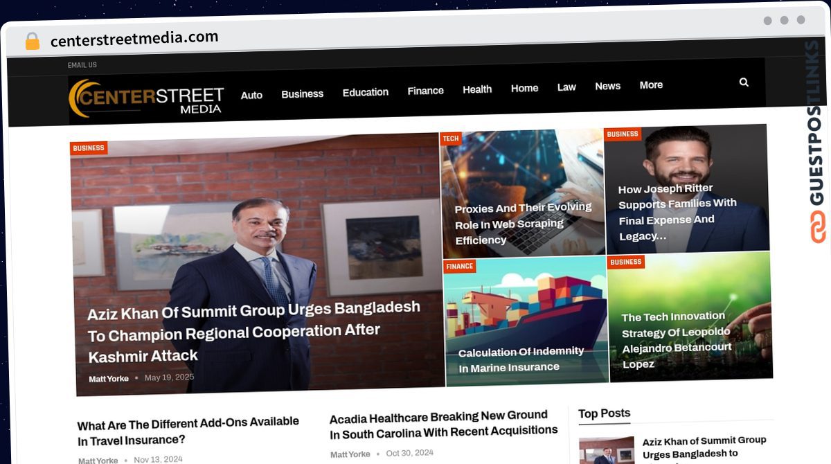 Publish Guest Post on centerstreetmedia.com