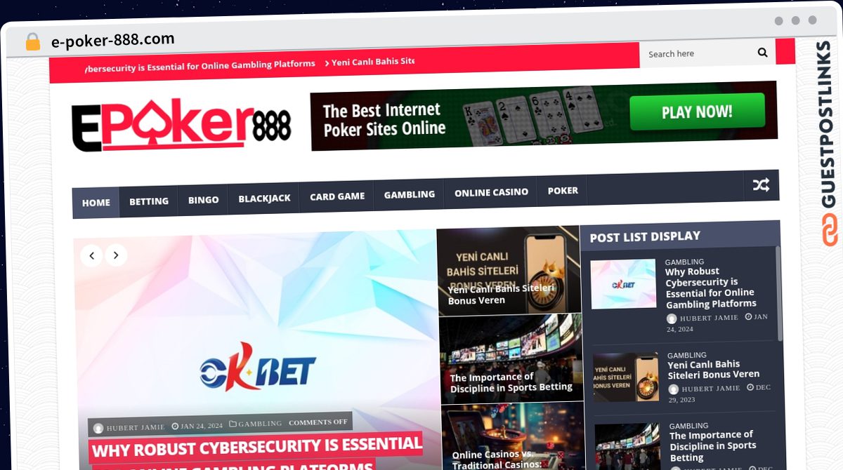 Publish Guest Post on e-poker-888.com