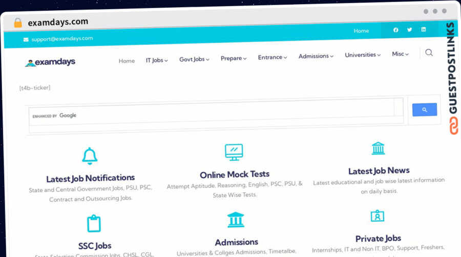 Publish Guest Post on examdays.com