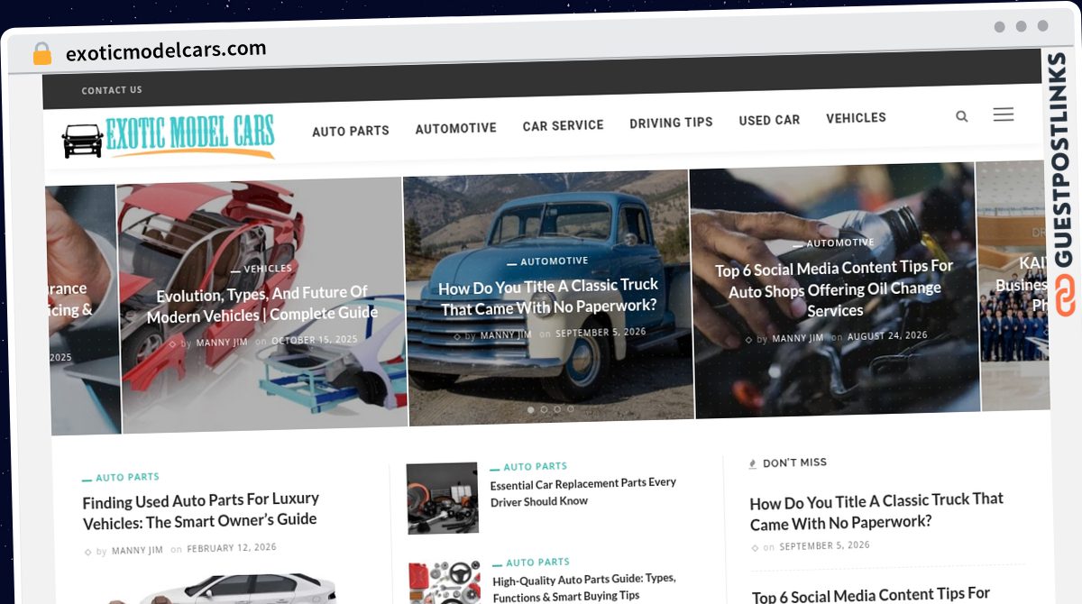Publish Guest Post on exoticmodelcars.com