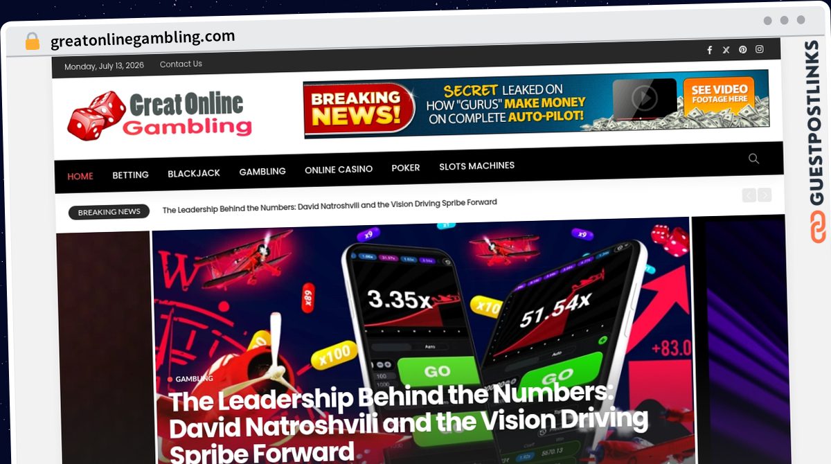 Publish Guest Post on greatonlinegambling.com