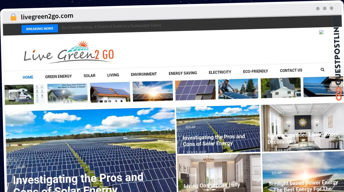 Publish Guest Post on livegreen2go.com