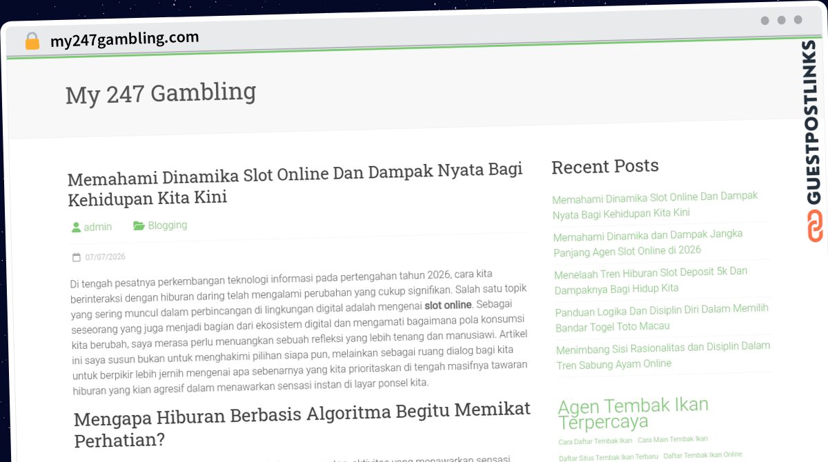 Publish Guest Post on my247gambling.com