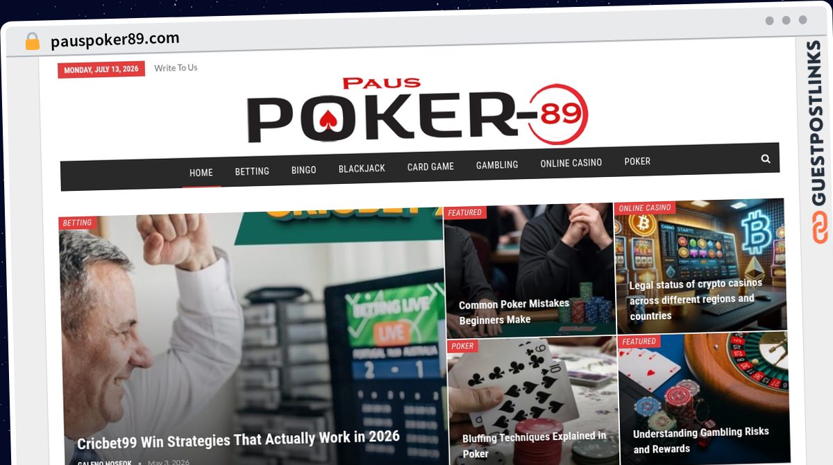 Publish Guest Post on pauspoker89.com