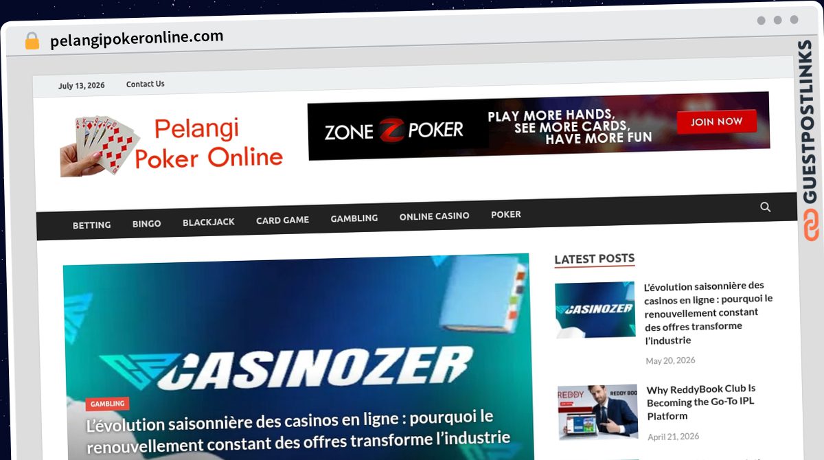 Publish Guest Post on pelangipokeronline.com
