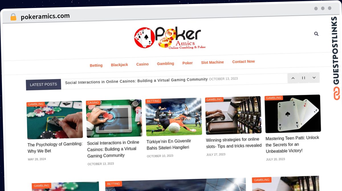 Publish Guest Post on pokeramics.com