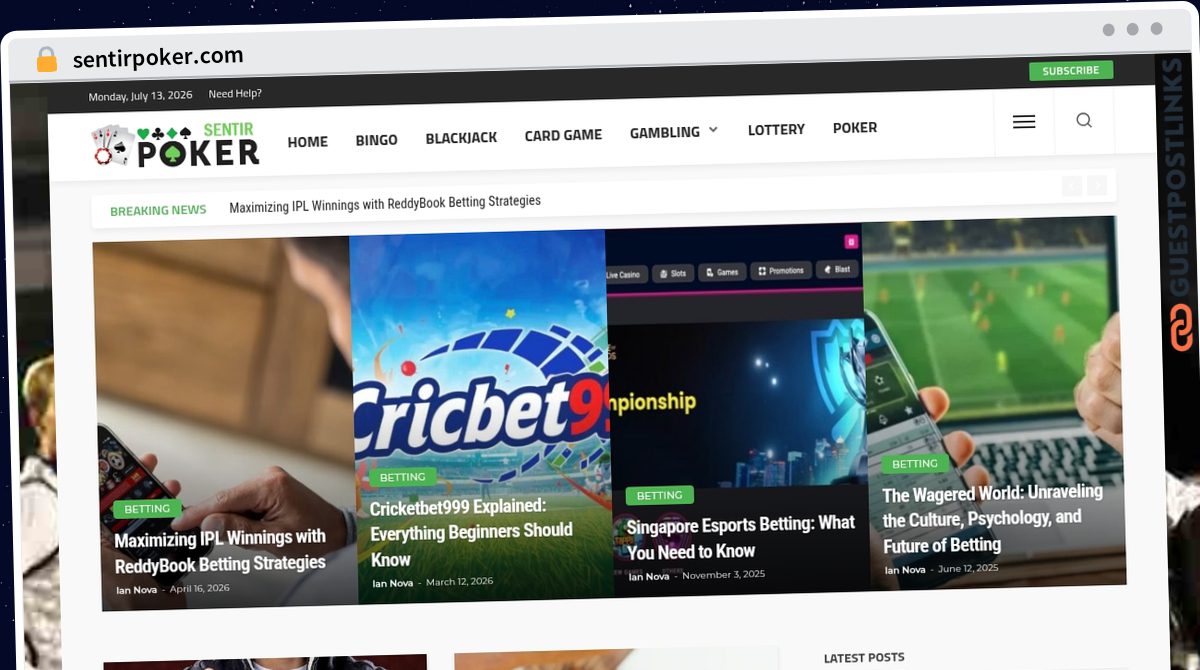 Publish Guest Post on sentirpoker.com
