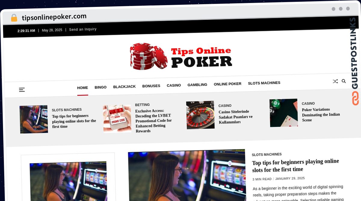 Publish Guest Post on tipsonlinepoker.com