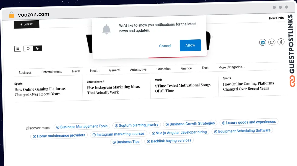 Publish Guest Post on voozon.com