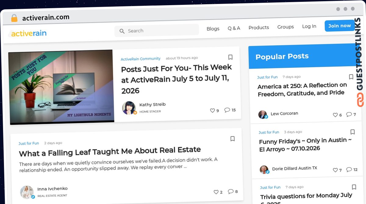 Publish Guest Post on activerain.com