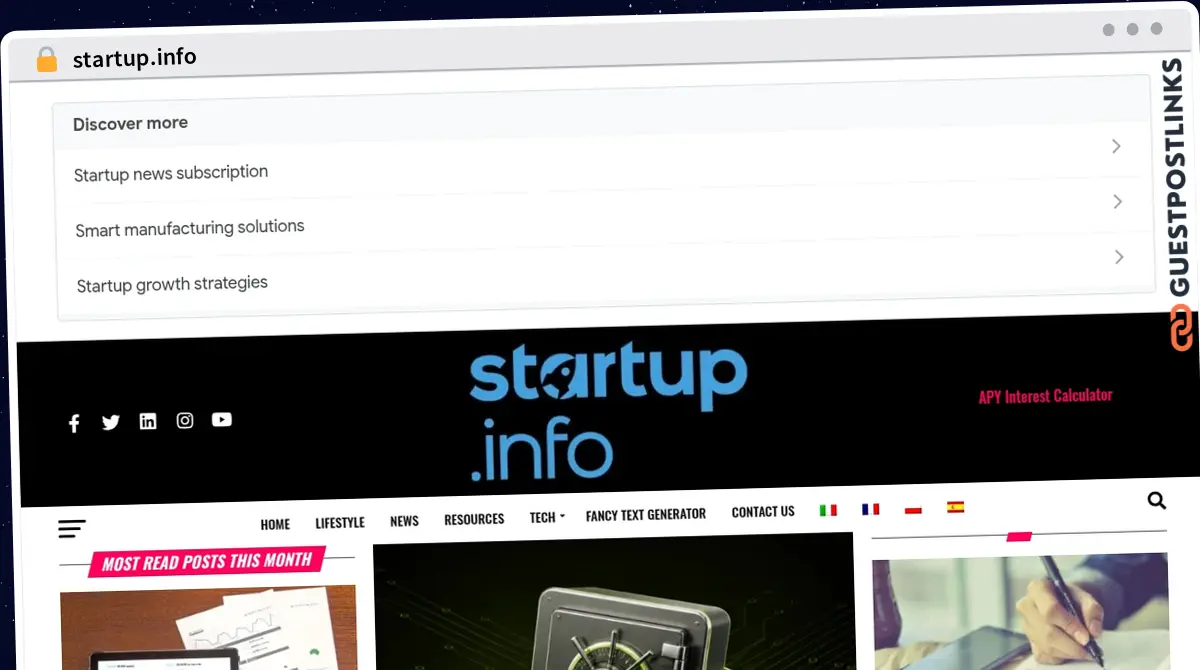 Publish Guest Post on startup.info