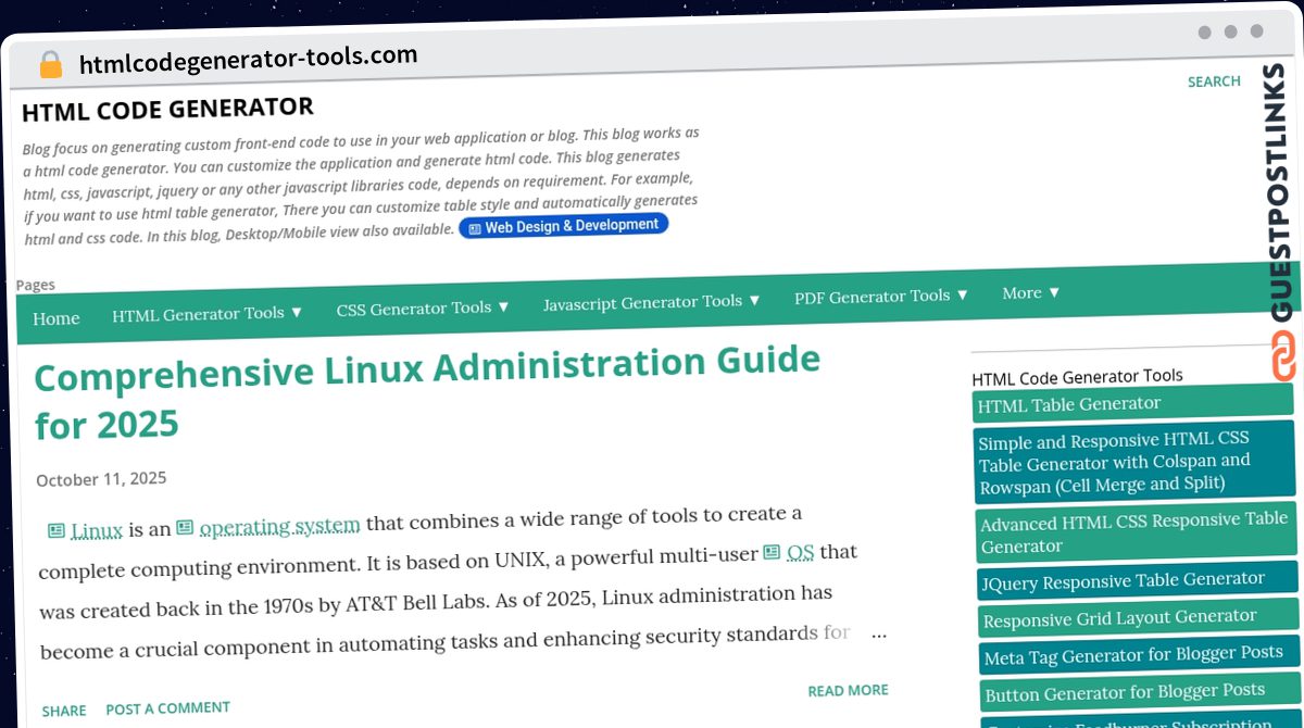 Publish Guest Post on htmlcodegenerator-tools.com
