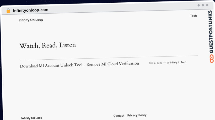 Publish Guest Post on infinityonloop.com