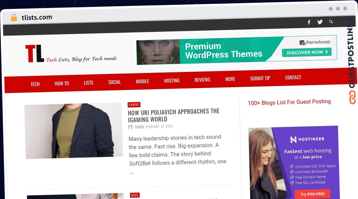 Publish Guest Post on tlists.com