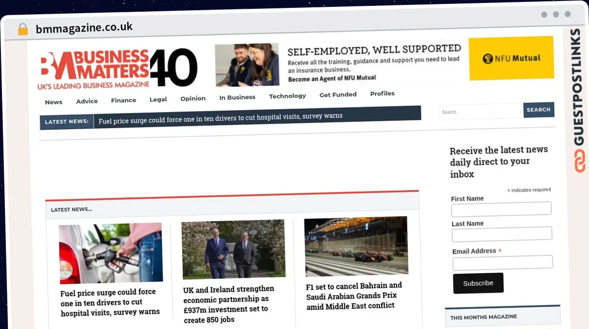 Publish Guest Post on bmmagazine.co.uk