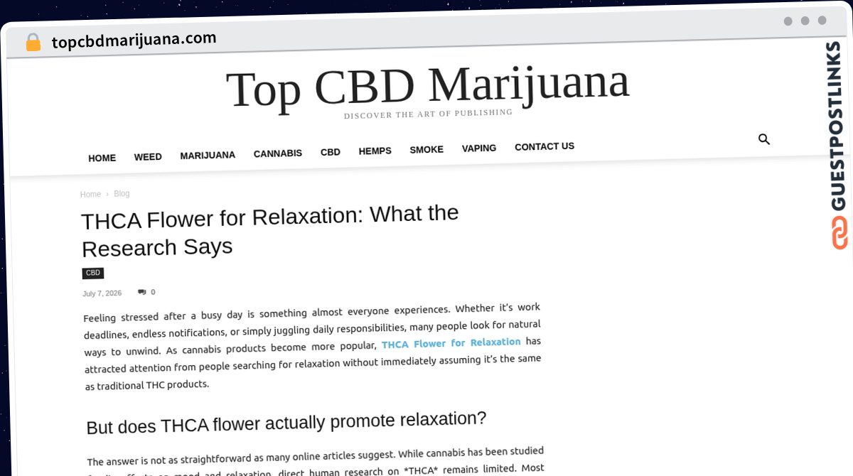 Publish Guest Post on topcbdmarijuana.com