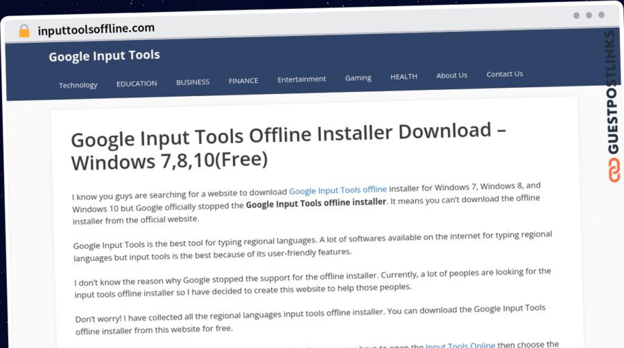 Publish Guest Post on inputtoolsoffline.com