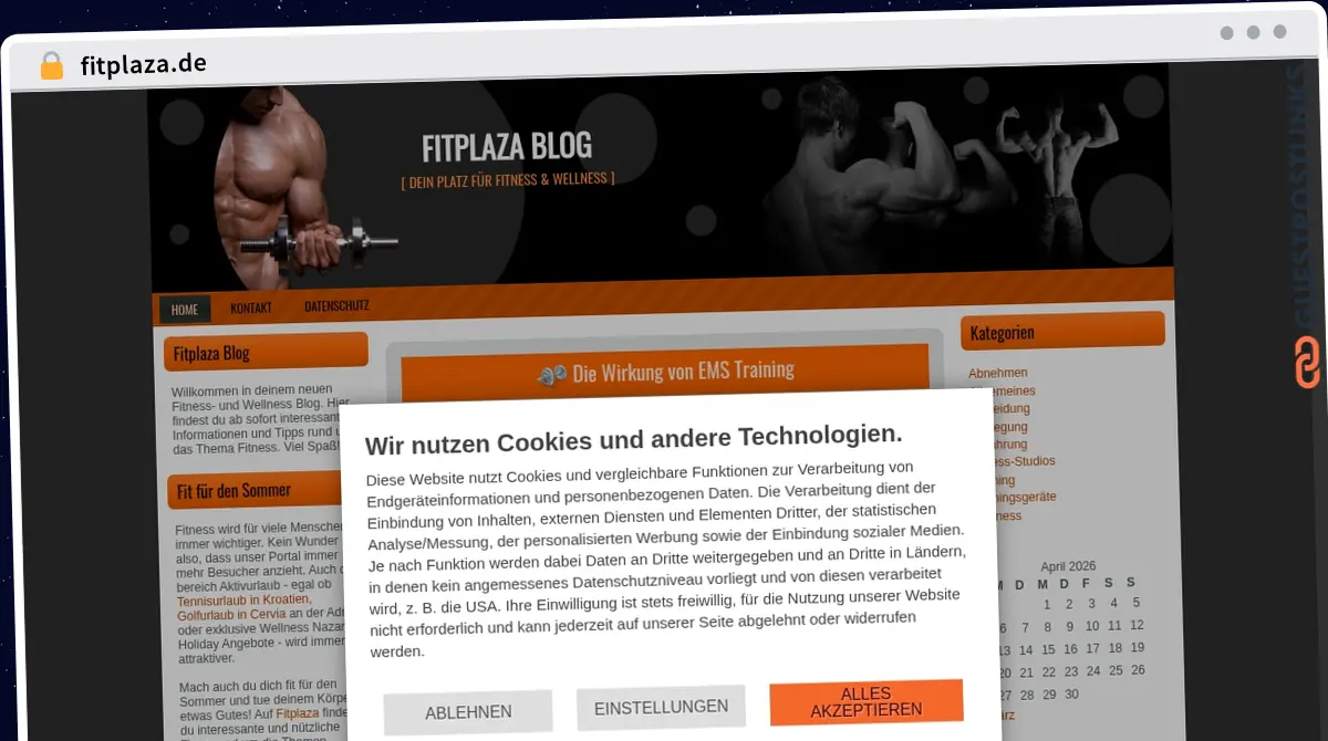 Publish Guest Post on fitplaza.de