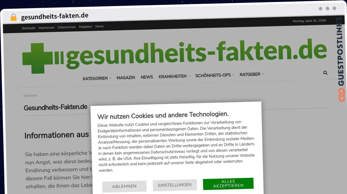 Publish Guest Post on gesundheits-fakten.de