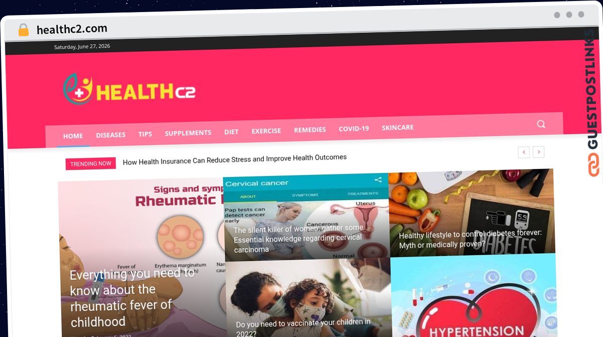 Publish Guest Post on healthc2.com