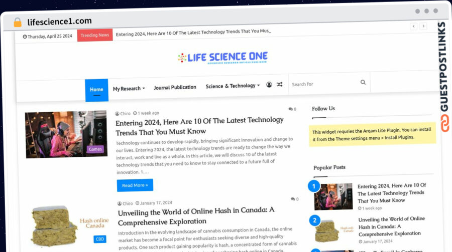 Publish Guest Post on lifescience1.com