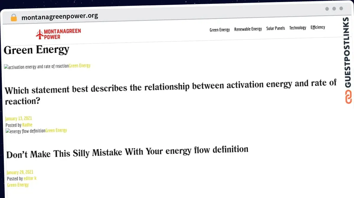 Publish Guest Post on montanagreenpower.org