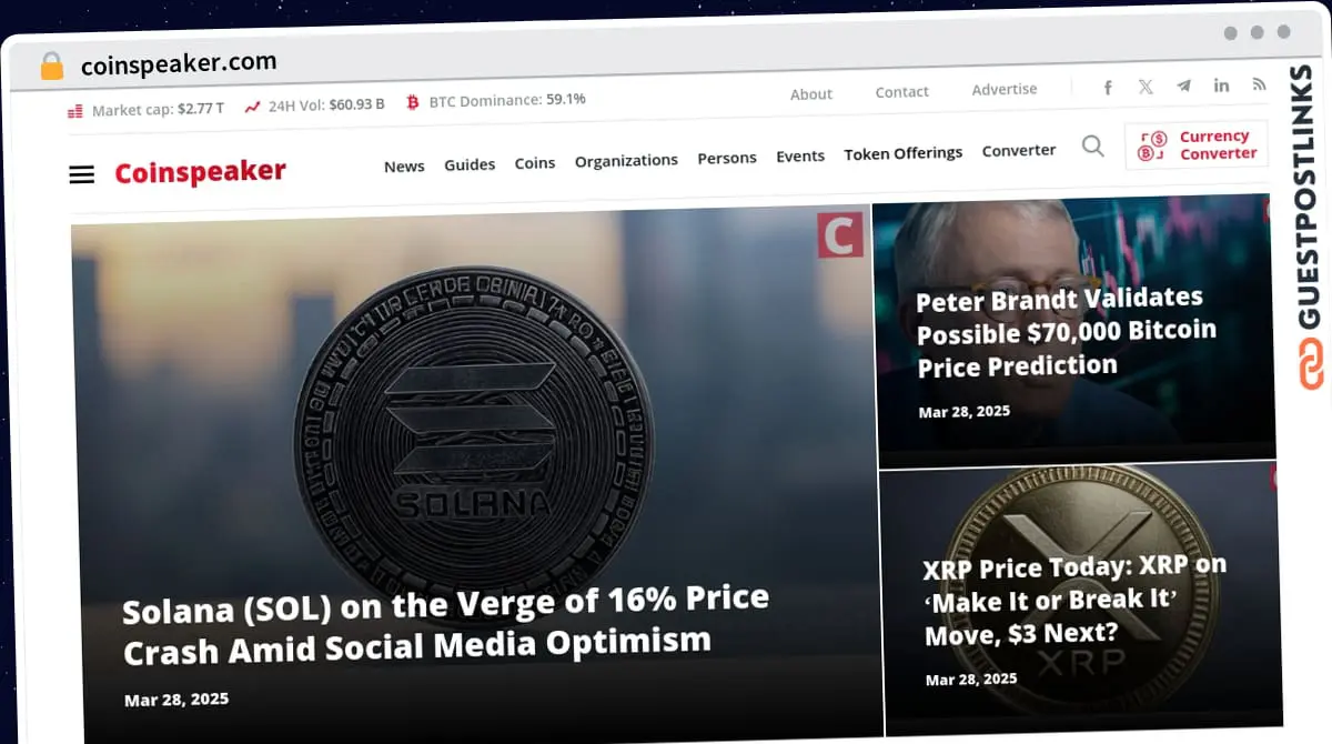 Publish Guest Post on coinspeaker.com