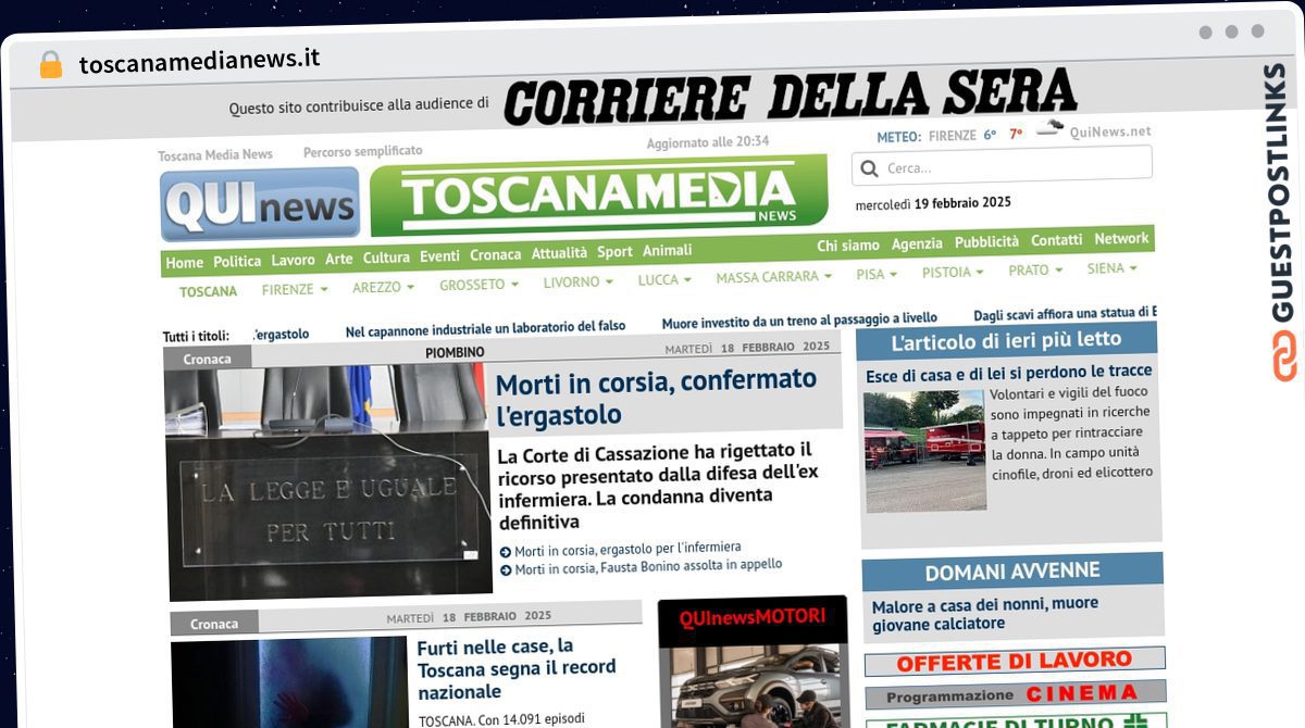 Publish Guest Post on toscanamedianews.it