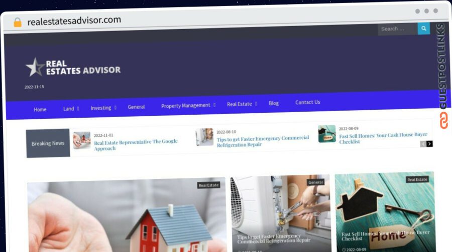Publish Guest Post on realestatesadvisor.com