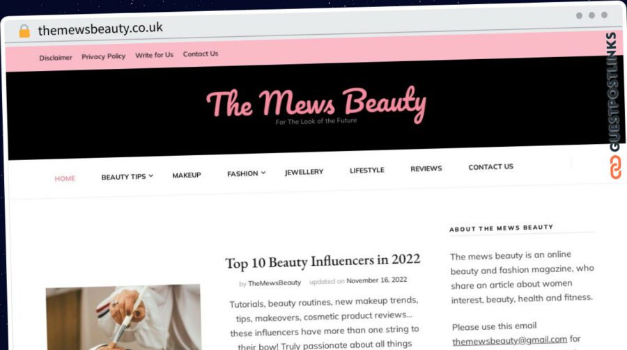 Publish Guest Post on themewsbeauty.co.uk