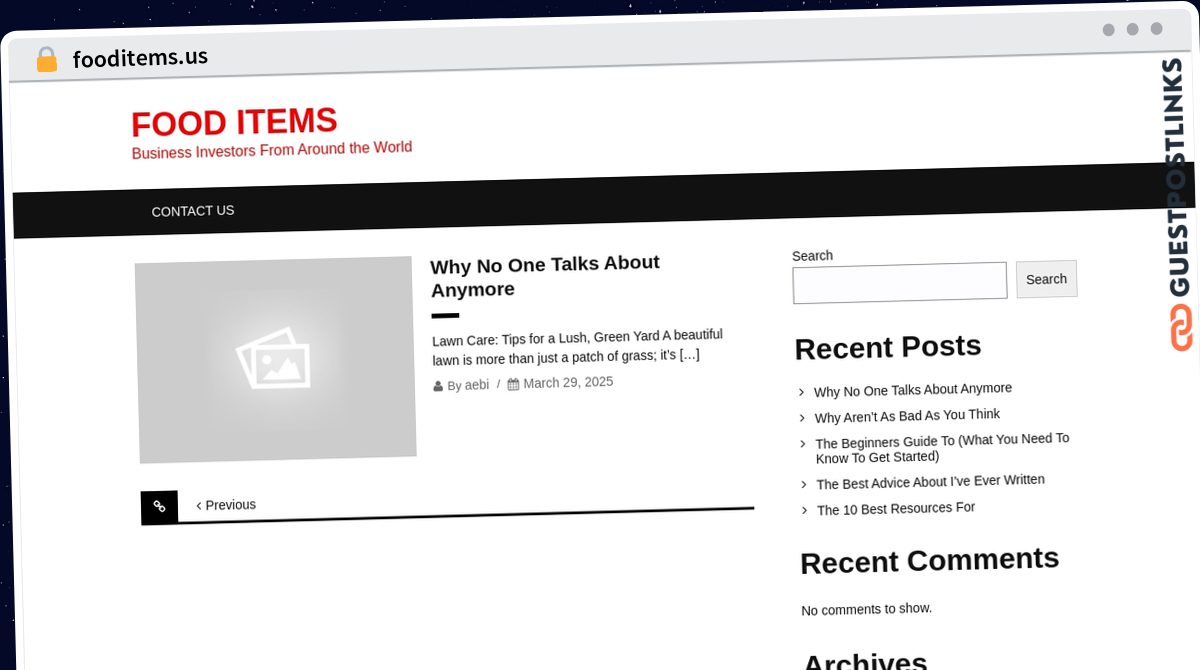 Publish Guest Post on fooditems.us