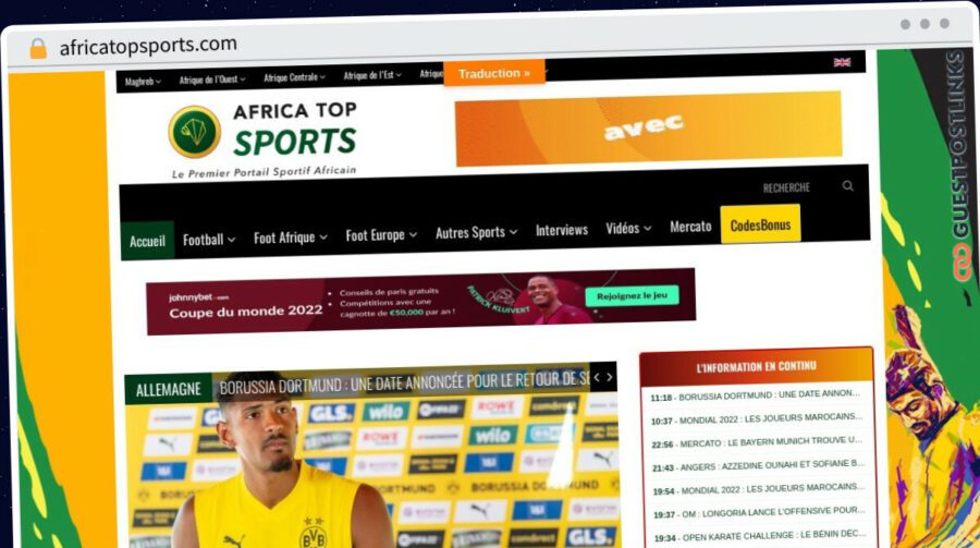 Publish Guest Post on africatopsports.com