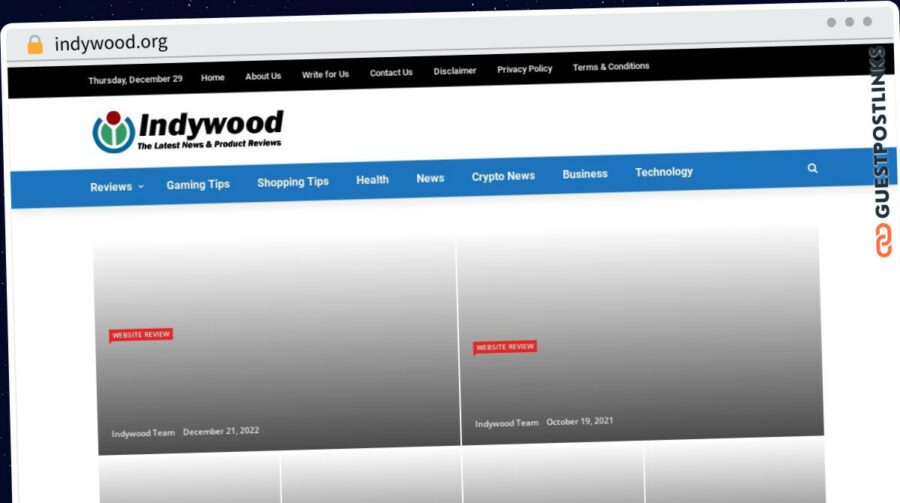 Publish Guest Post on indywood.org
