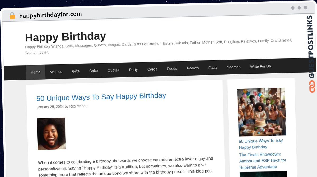 Publish Guest Post on happybirthdayfor.com