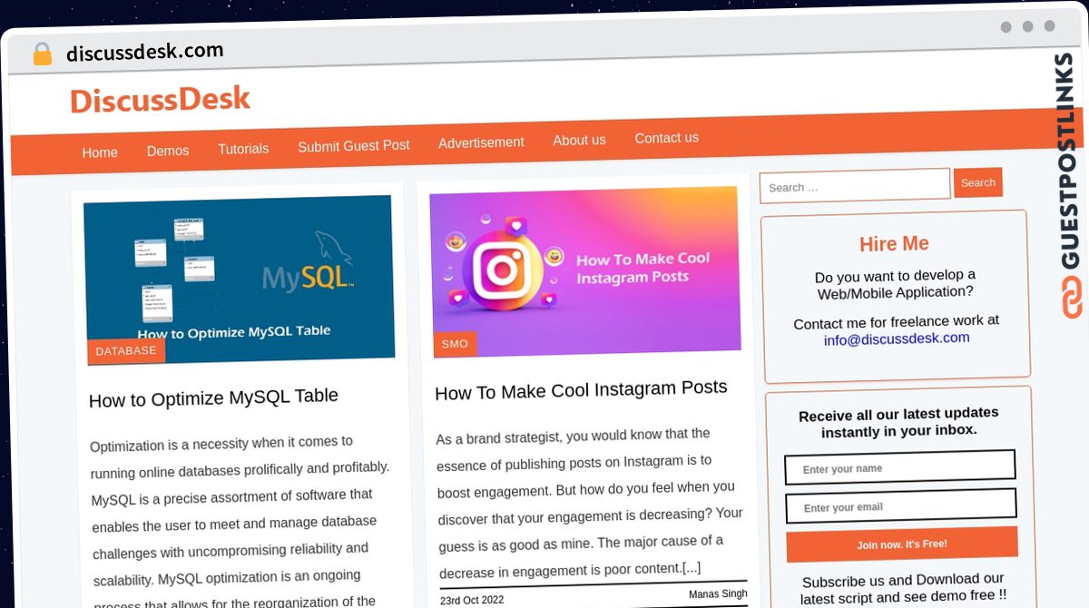 Publish Guest Post on discussdesk.com