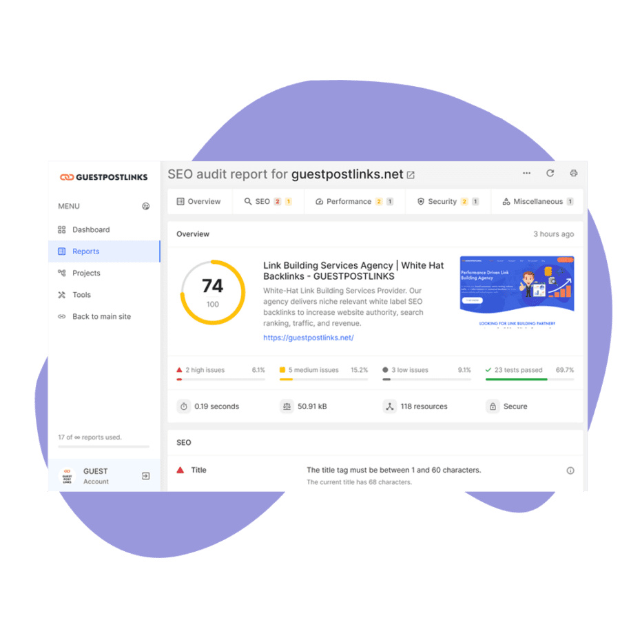 Website Analyzer & SEO Audit Tool - GUESTPOSTLINKS