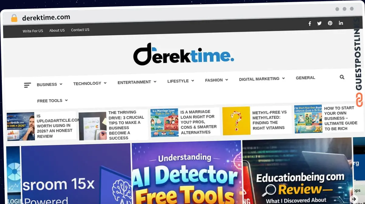 Publish Guest Post on derektime.com