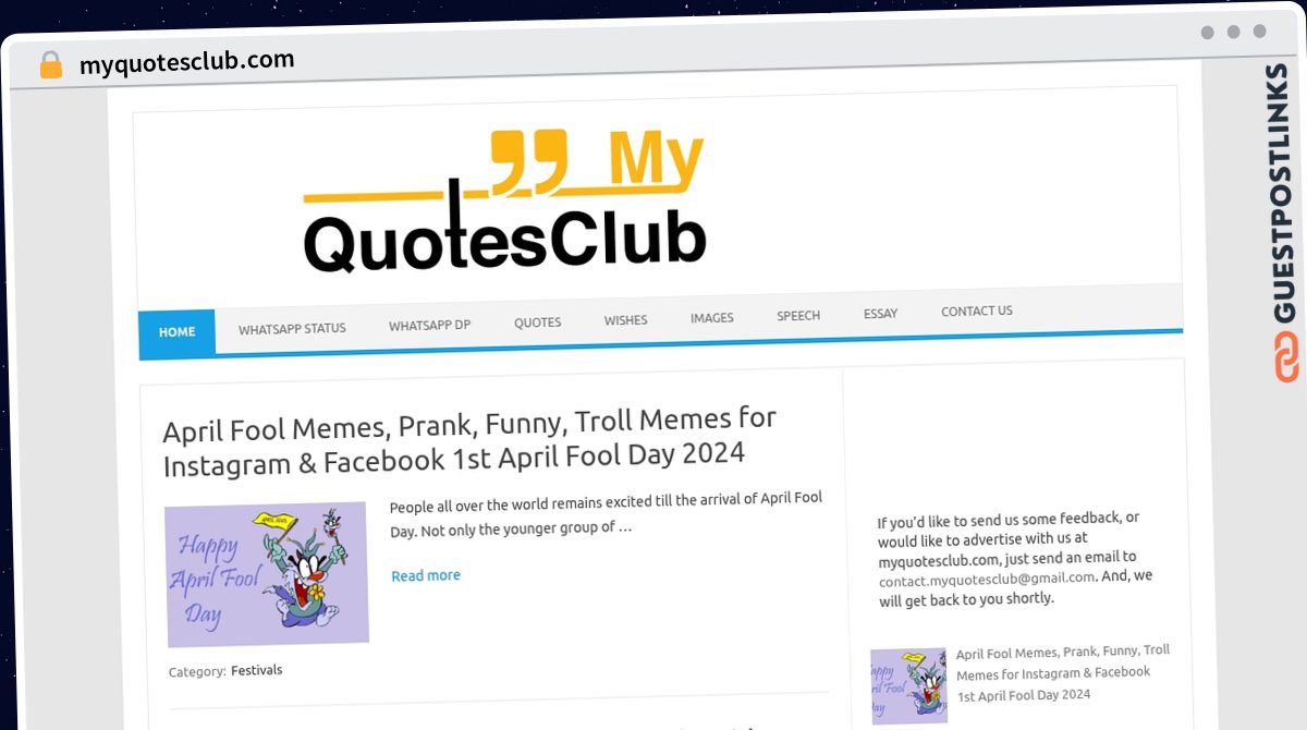 Publish Guest Post on myquotesclub.com