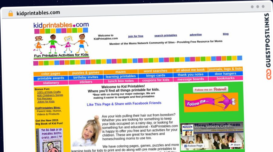 Publish Guest Post on kidprintables.com