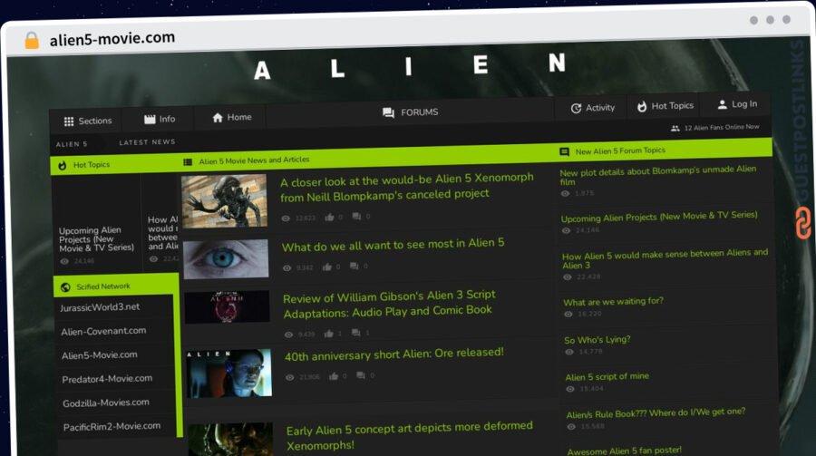 Publish Guest Post on alien5-movie.com