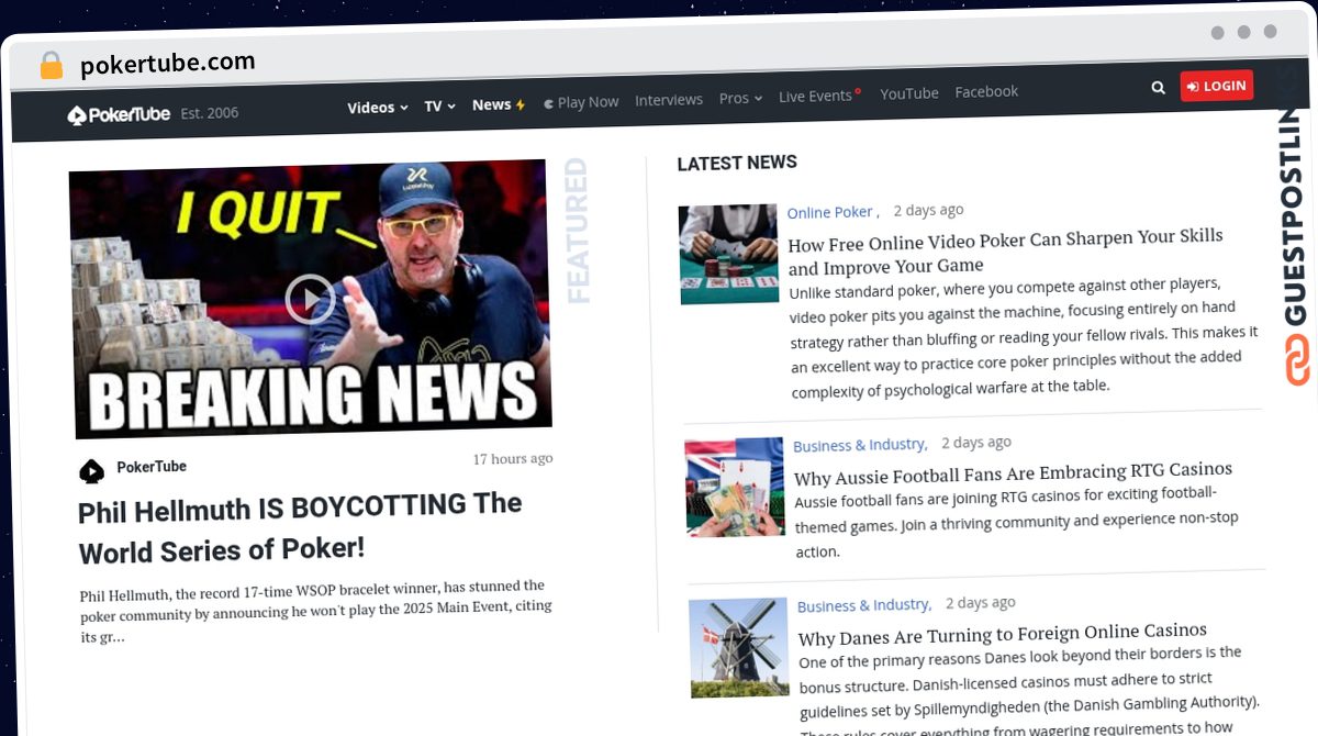 Publish Guest Post on pokertube.com